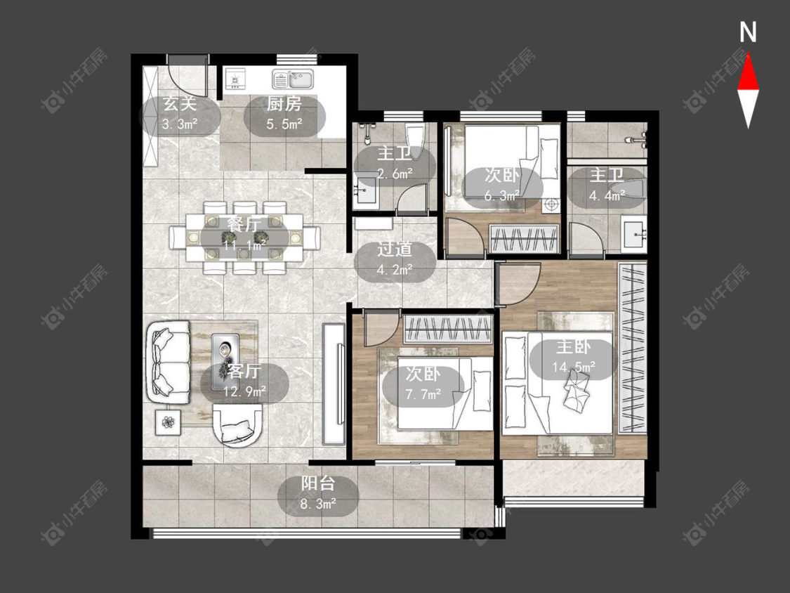 常州金隅·钟楼天筑在售二手房源户型图_小牛看房