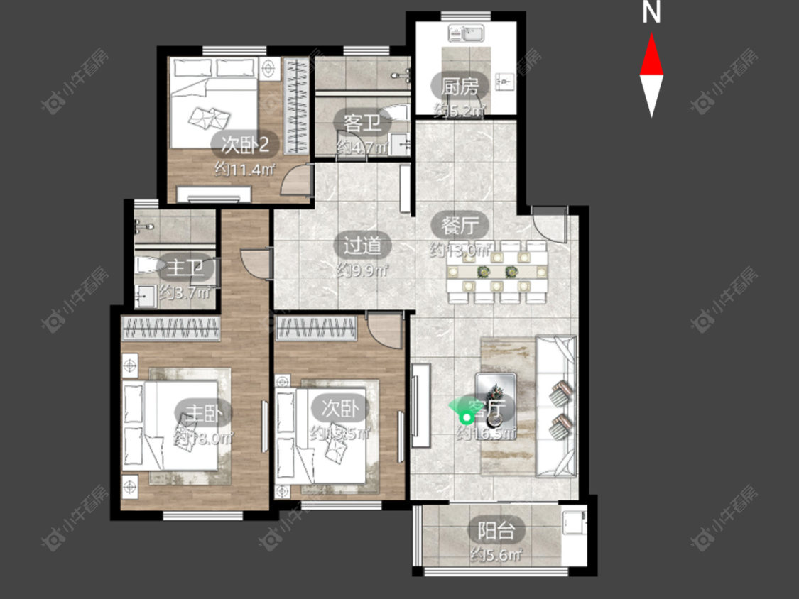 常州申达花苑在售二手房源户型图_小牛看房