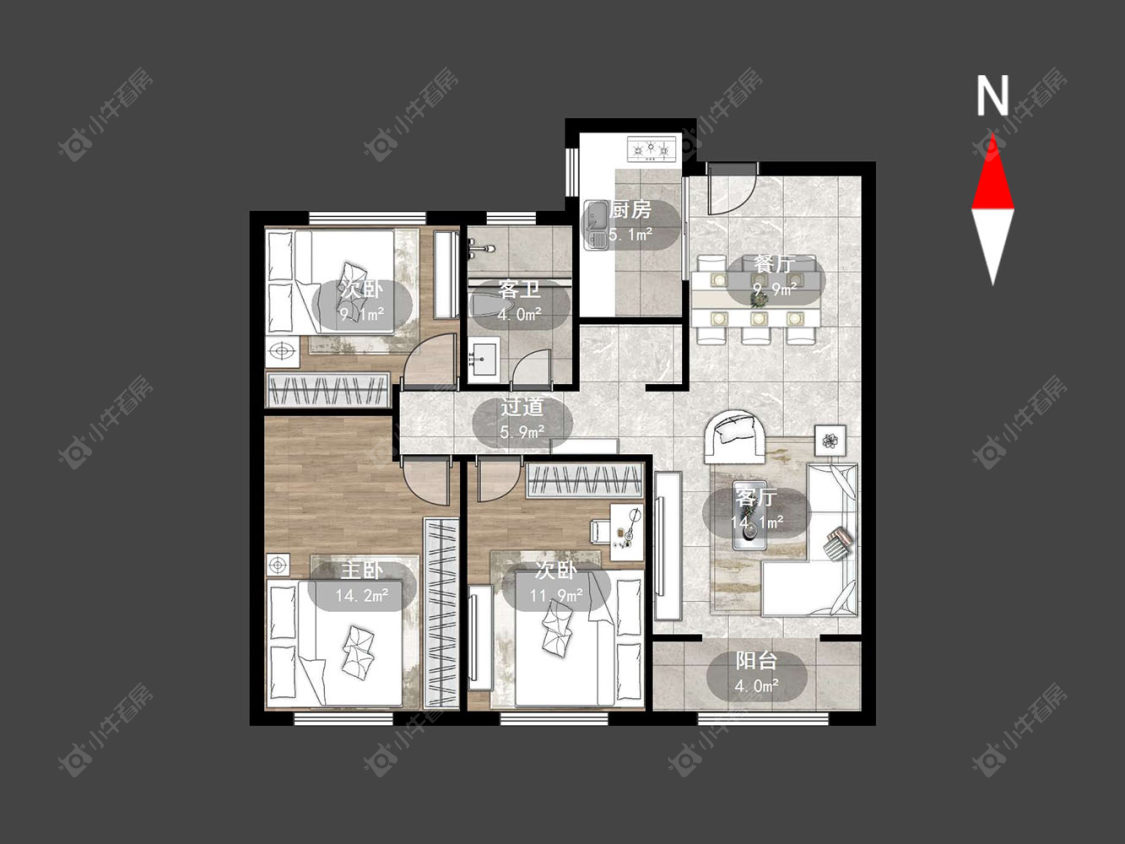 常州世茂香槟湖五期在售二手房源户型图_小牛看房