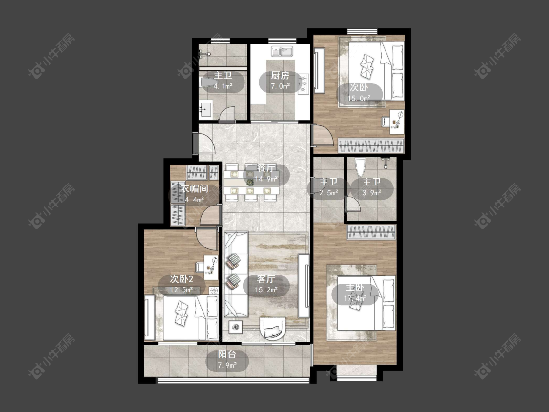 紫荆花园房源户型图 丹阳紫荆花园在售二手房源户型图_小牛看房