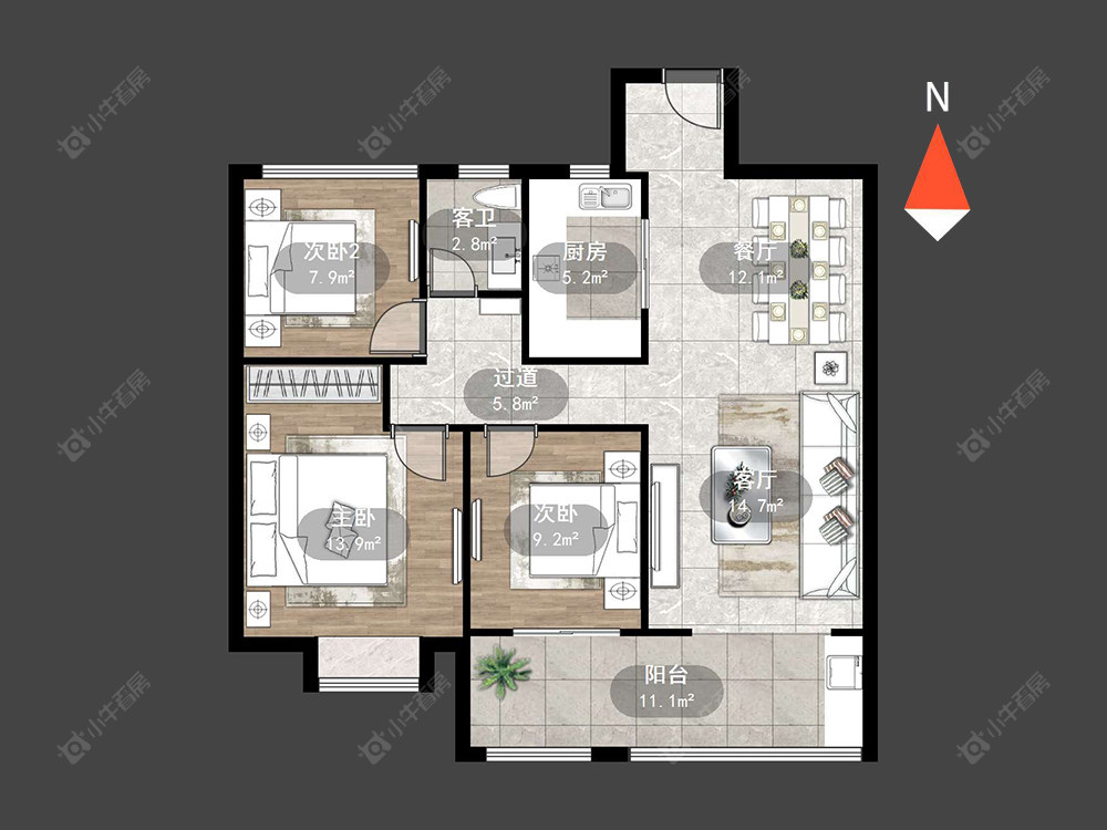 常州常发珑玥在售二手房源户型图_小牛看房