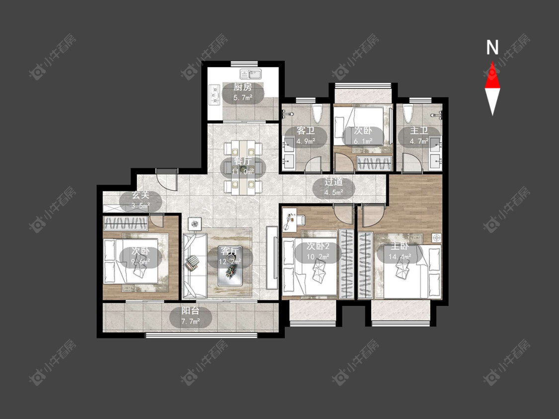 常州牡丹招商公园学府在售二手房源户型图_小牛看房