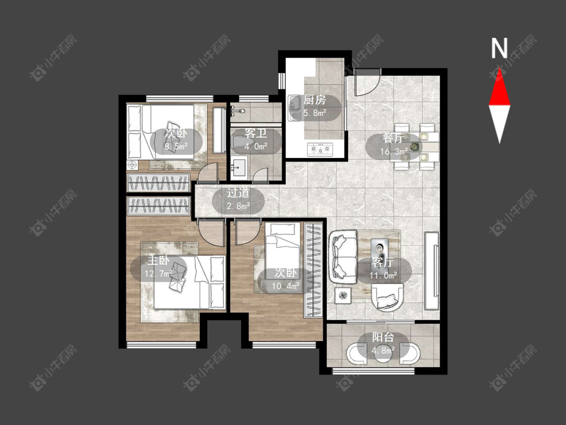 常州世茂香槟湖五期在售二手房源户型图_小牛看房