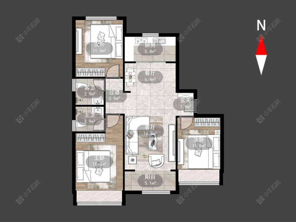 常州荣盛御府在售二手房源户型图_小牛看房