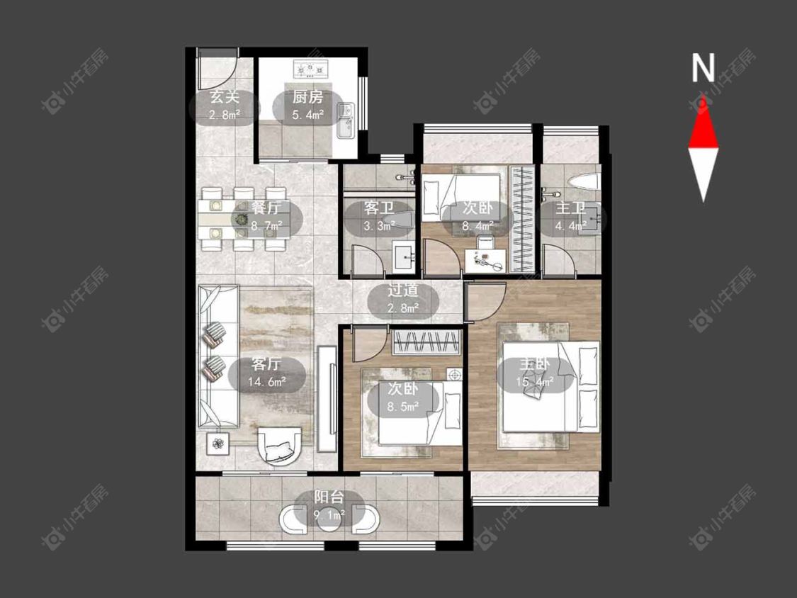常州新城华宇悦隽公馆在售二手房源户型图_小牛看房