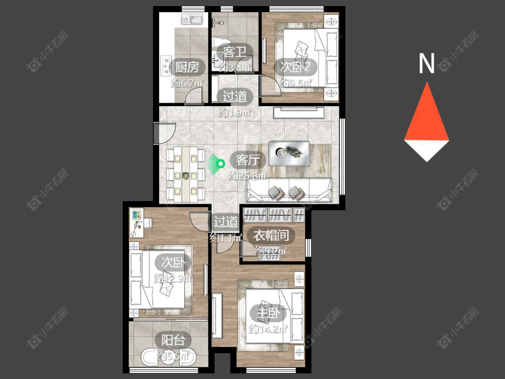 常州新城春天里在售二手房源户型图_小牛看房