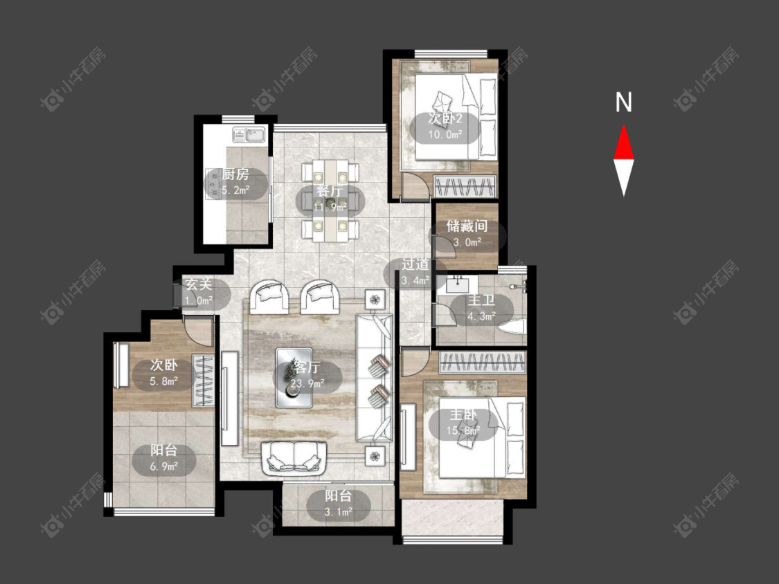 常州荣盛馨河郦舍在售二手房源户型图_小牛看房