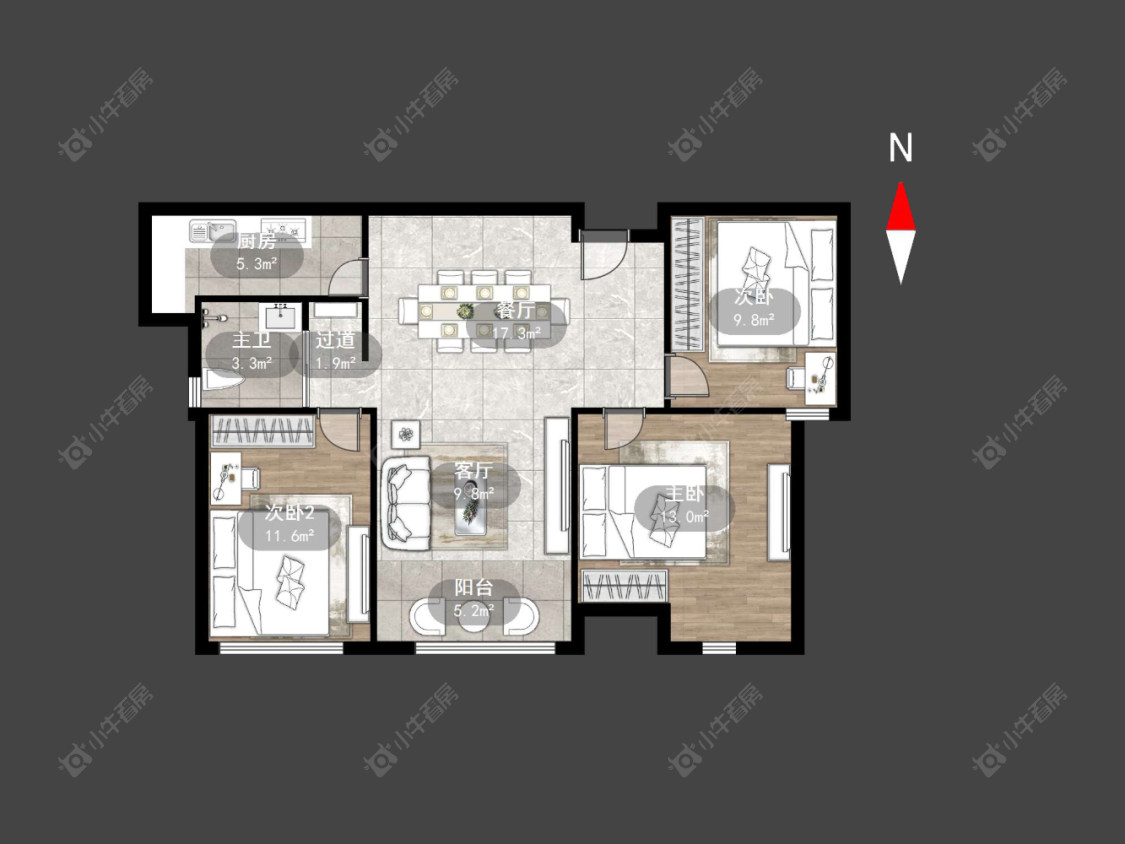 常州世茂香槟湖三期在售二手房源户型图_小牛看房