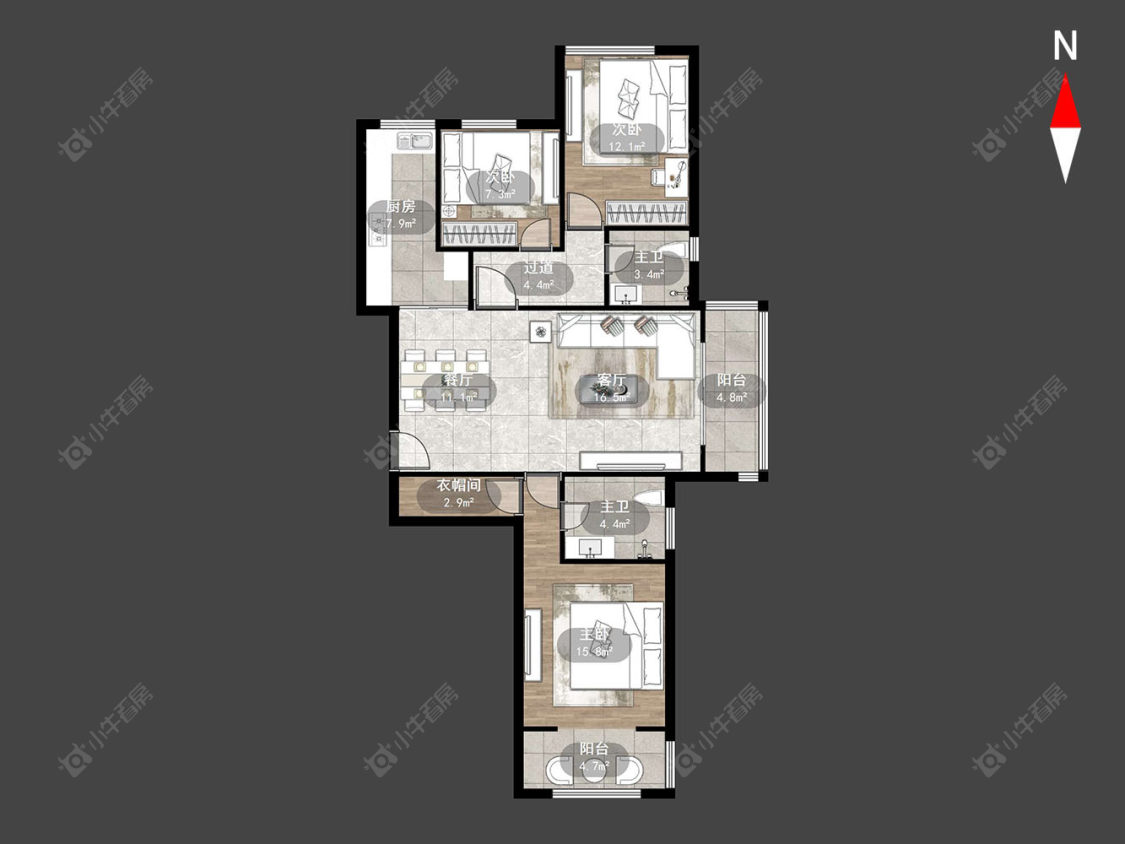景瑞英郡房源户型图 常州景瑞英郡在售二手房源户型图_小牛看房