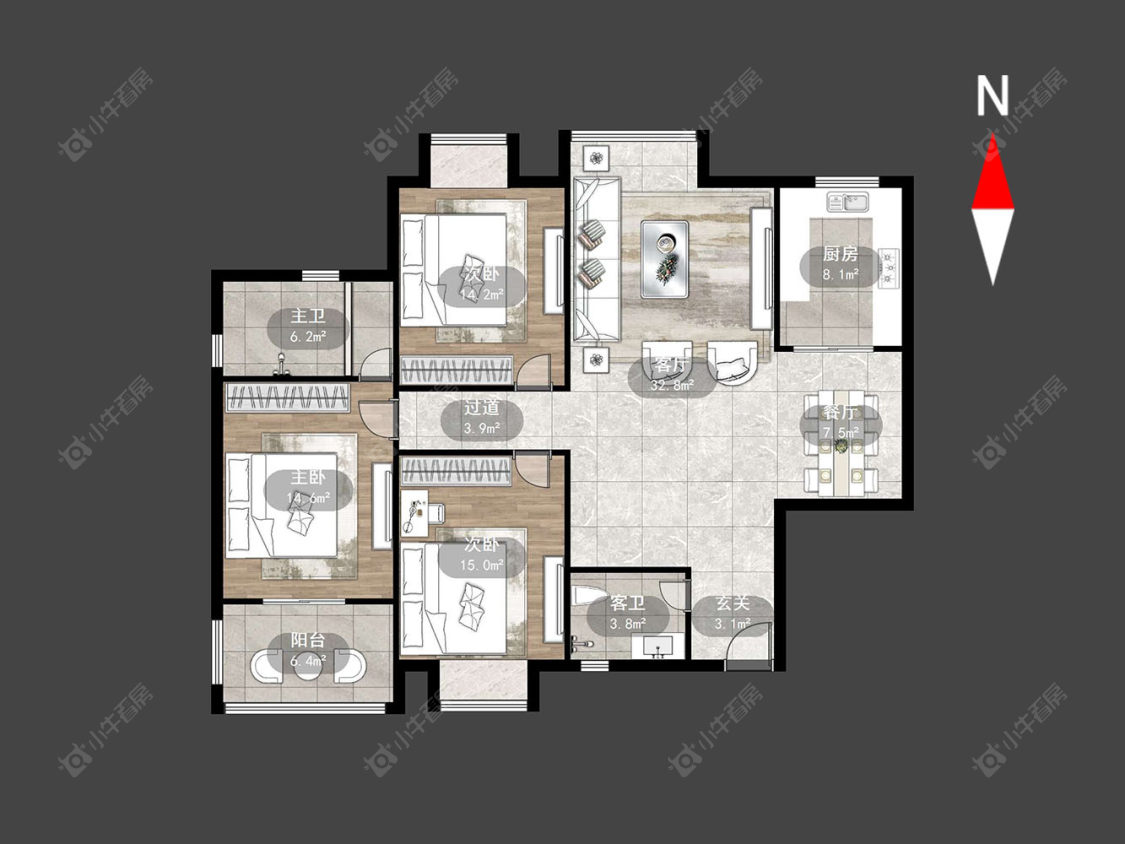 常州百草苑在售二手房源户型图_小牛看房