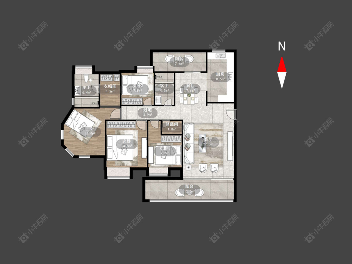 常州世茂香槟湖一期在售二手房源户型图_小牛看房