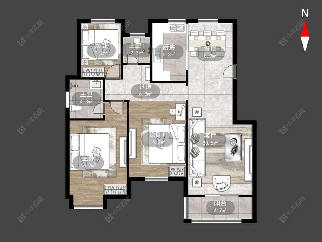 常州瑞富花苑在售二手房源户型图_小牛看房