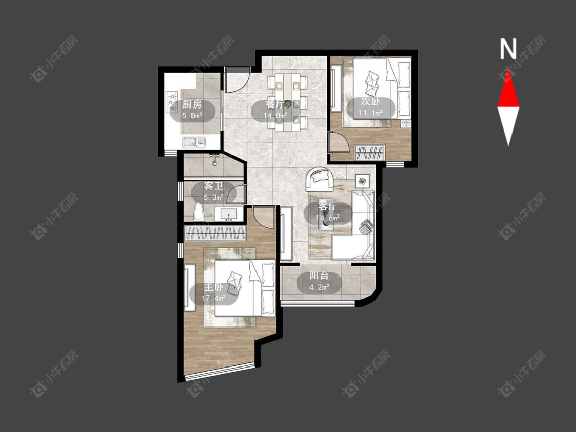 常州中央花园在售二手房源户型图_小牛看房