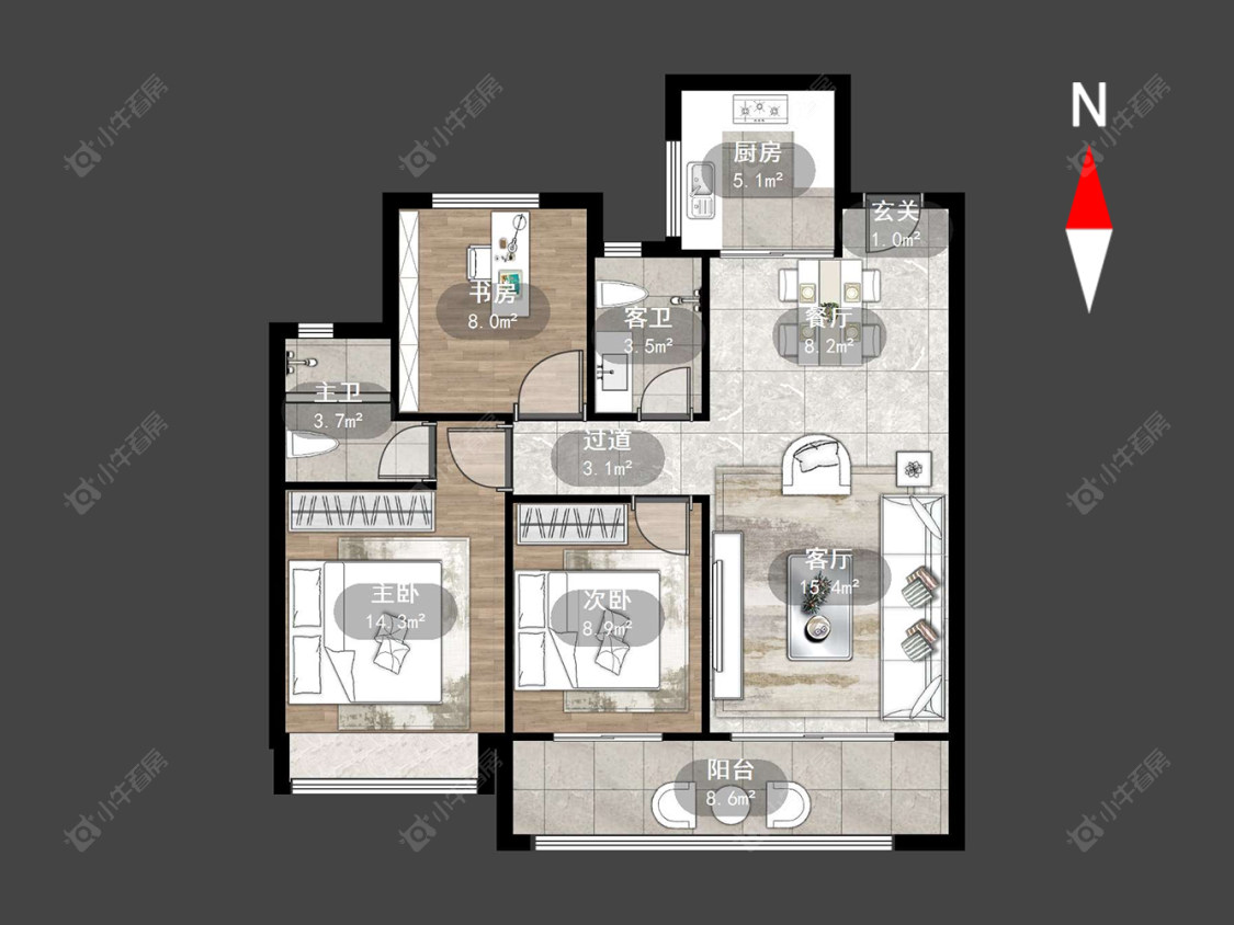 常州中梁金科启宸在售二手房源户型图_小牛看房