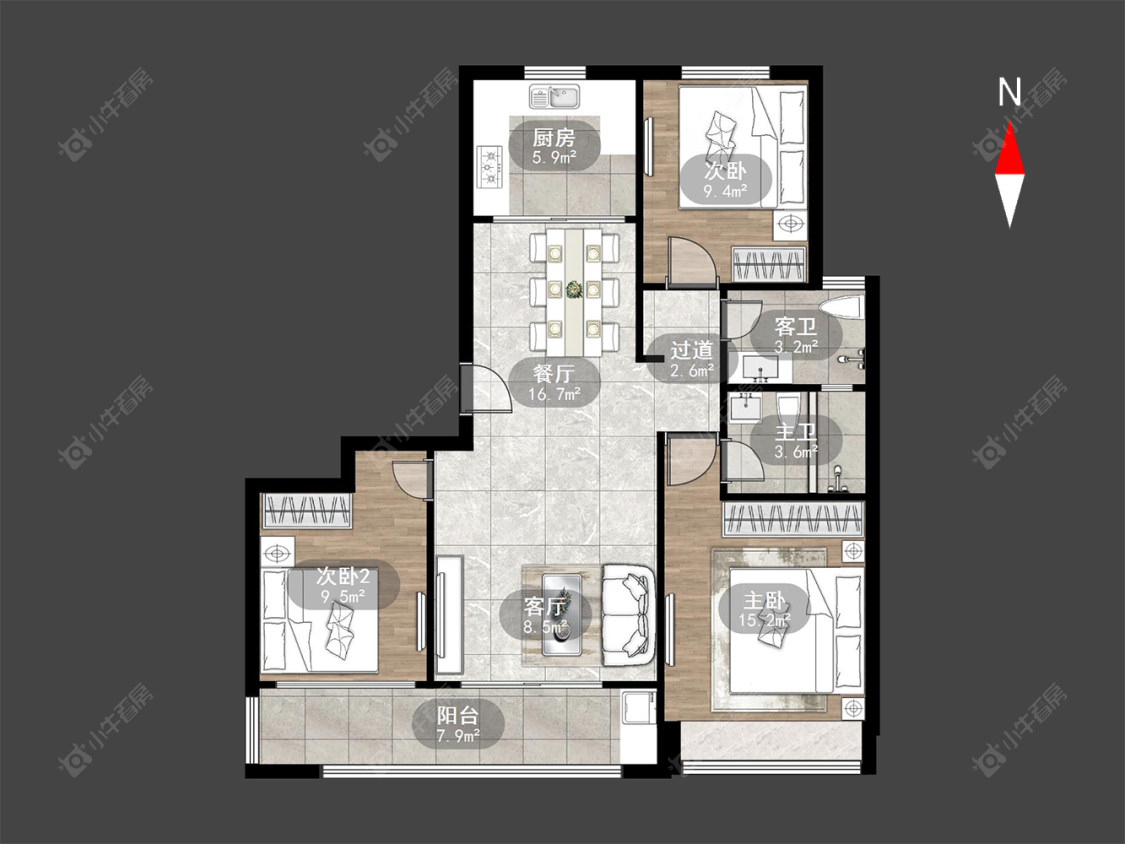 常州三江公园在售二手房源户型图_小牛看房