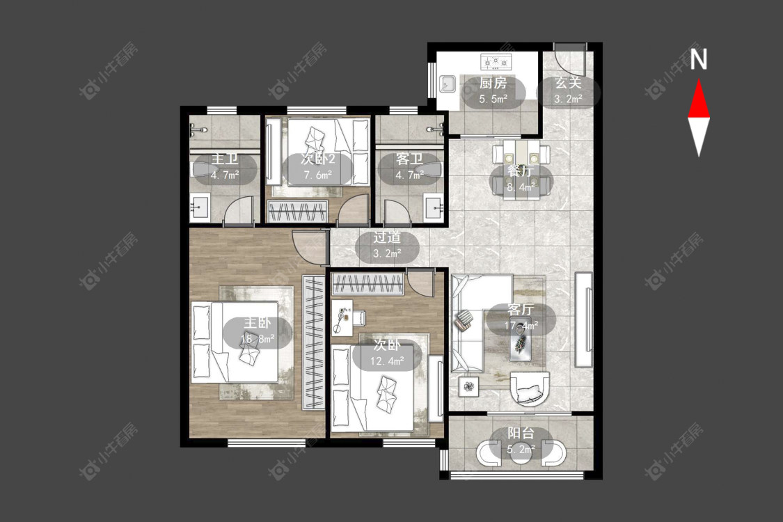常州香聚雅苑西区在售二手房源户型图_小牛看房