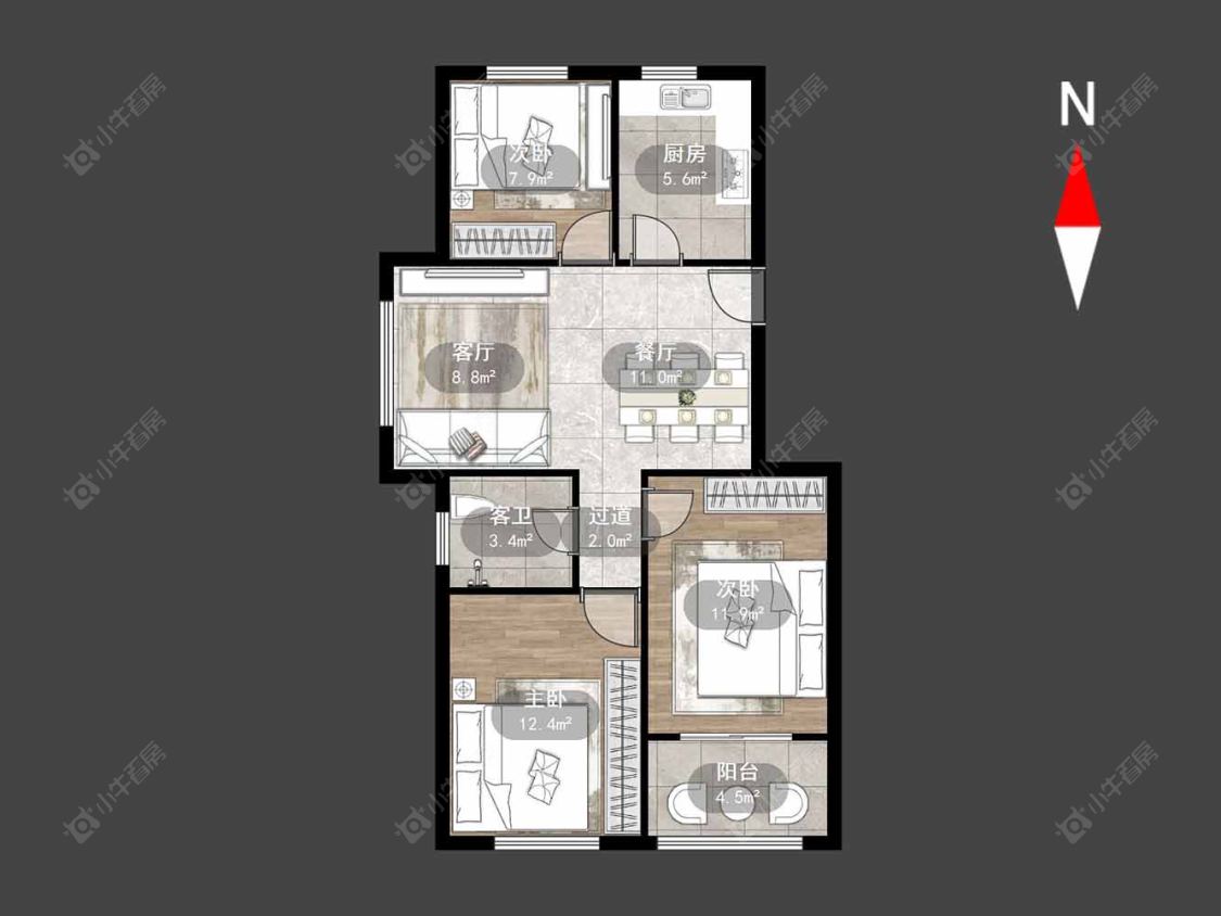 聚盛花园房源户型图 常州聚盛花园在售二手房源户型图_小牛看房