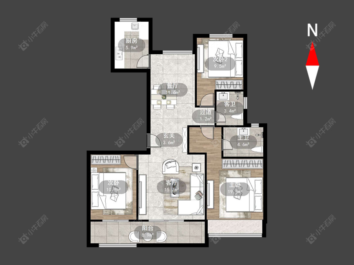 常州牡丹三江公馆在售二手房源户型图_小牛看房