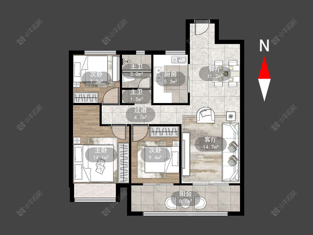 常州新城锦域在售二手房源户型图_小牛看房