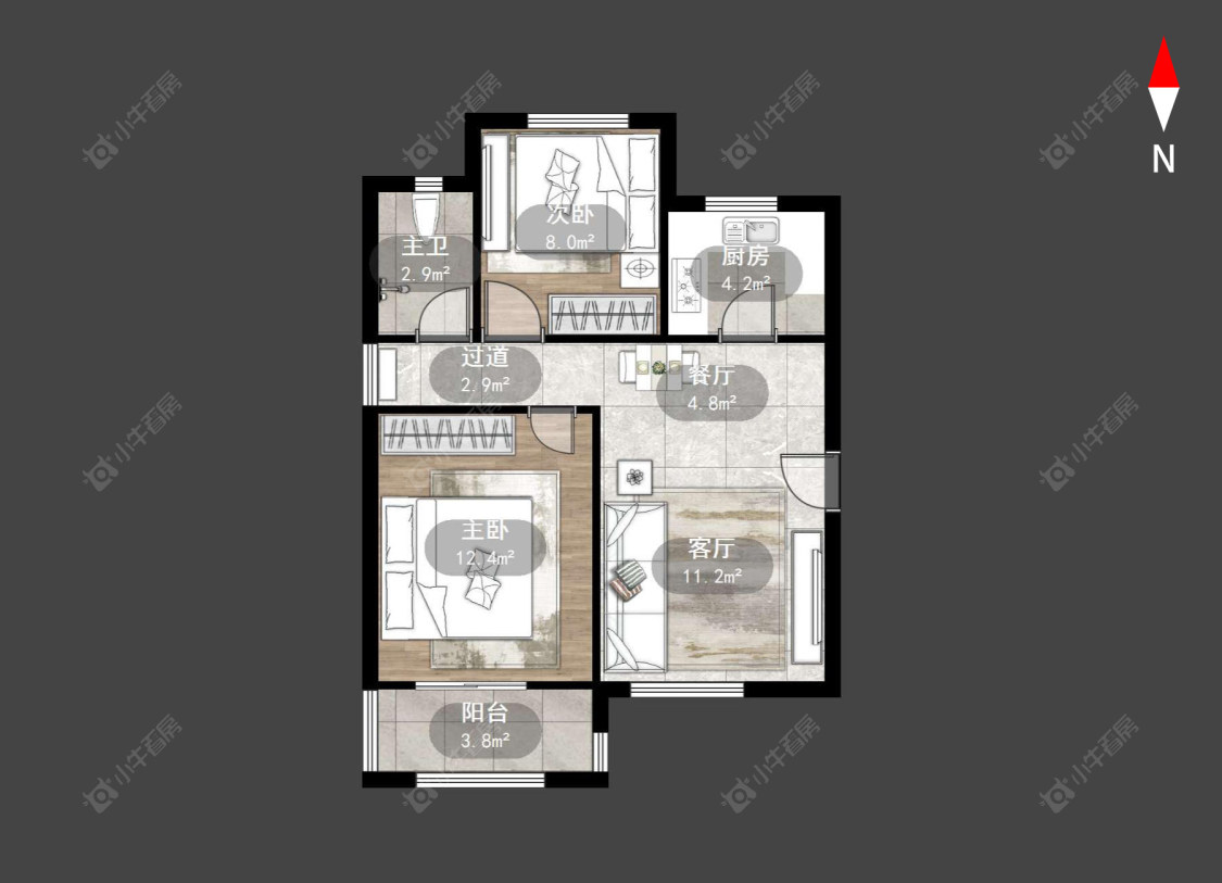 水岸花语房源户型图 常州水岸花语在售二手房源户型图_小牛看房