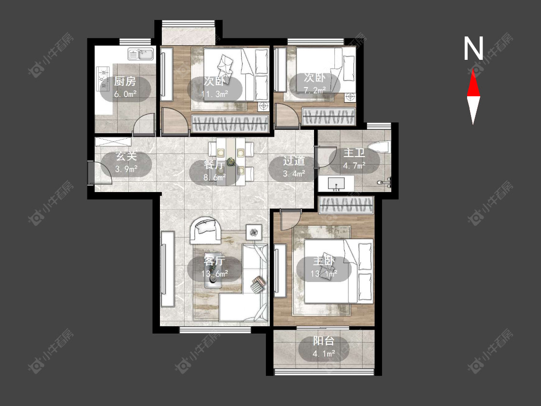 常州水岸花语在售二手房源户型图_小牛看房