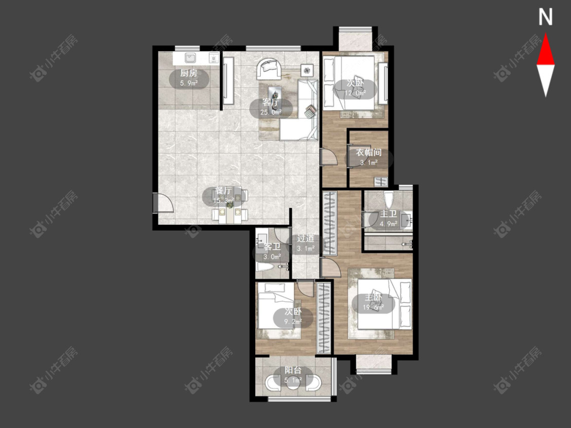 常州河景花园在售二手房源户型图_小牛看房