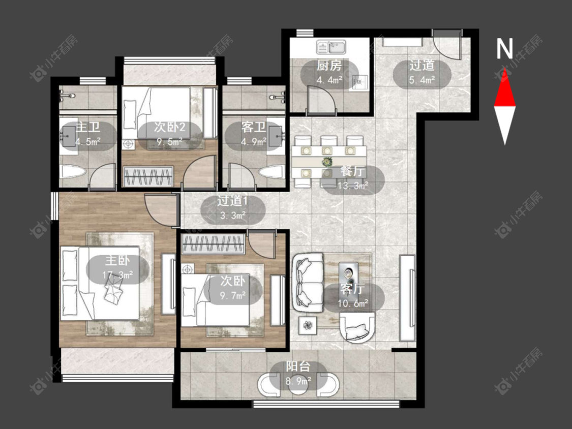 常州美的世茂云筑在售二手房源户型图_小牛看房