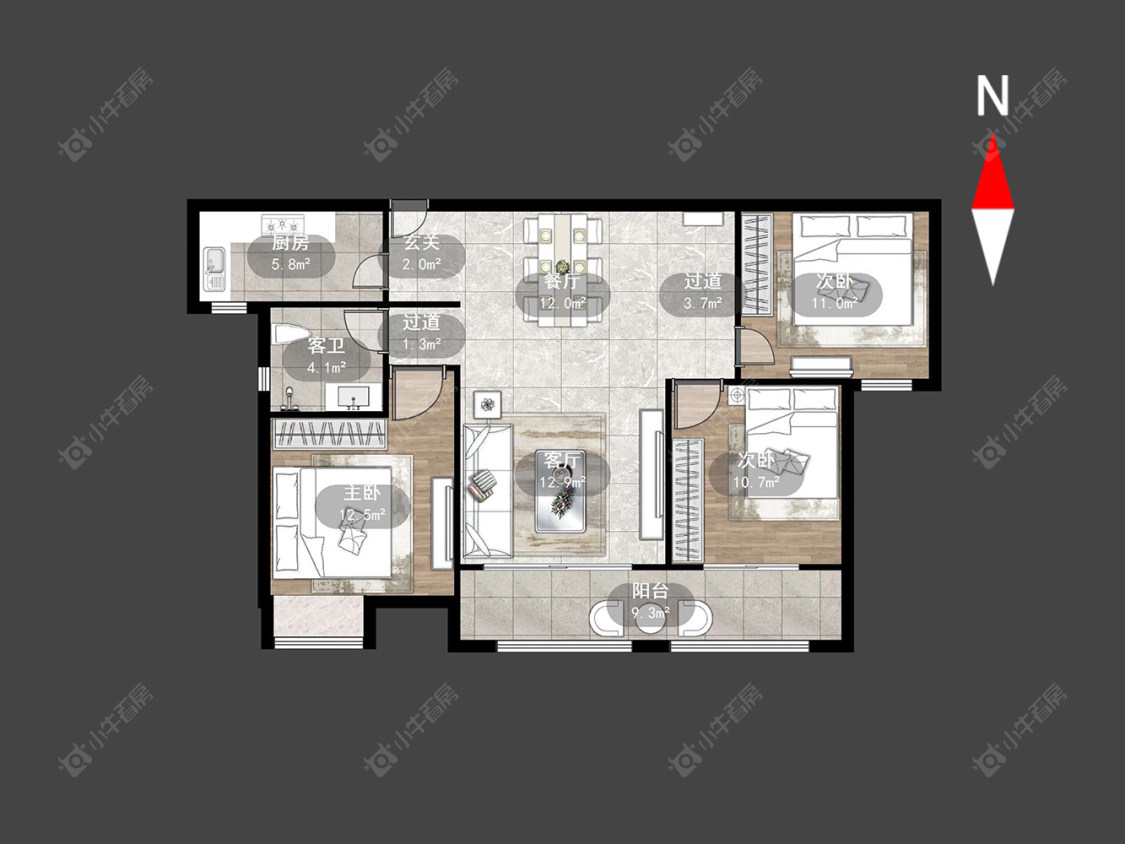 常州世茂香槟湖四期在售二手房源户型图_小牛看房