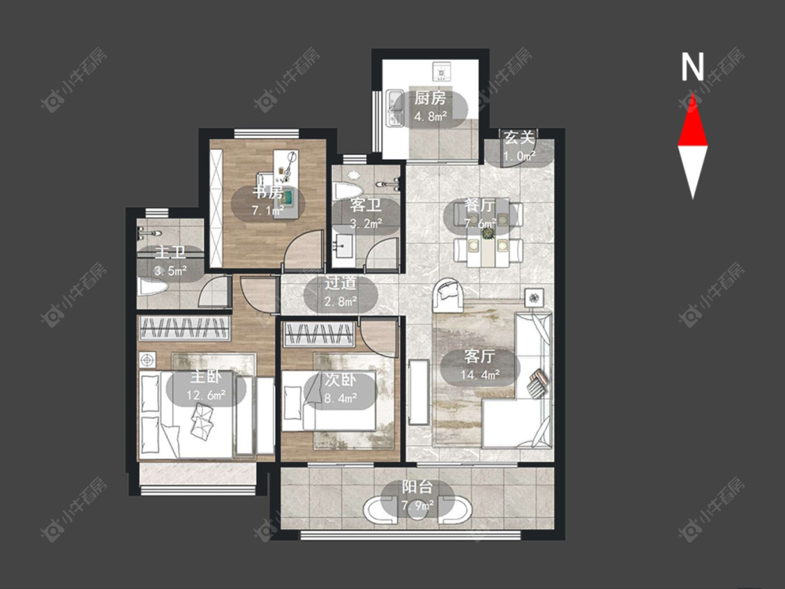 中梁金科启宸房源户型图 常州中梁金科启宸在售二手房源户型图_小牛看房