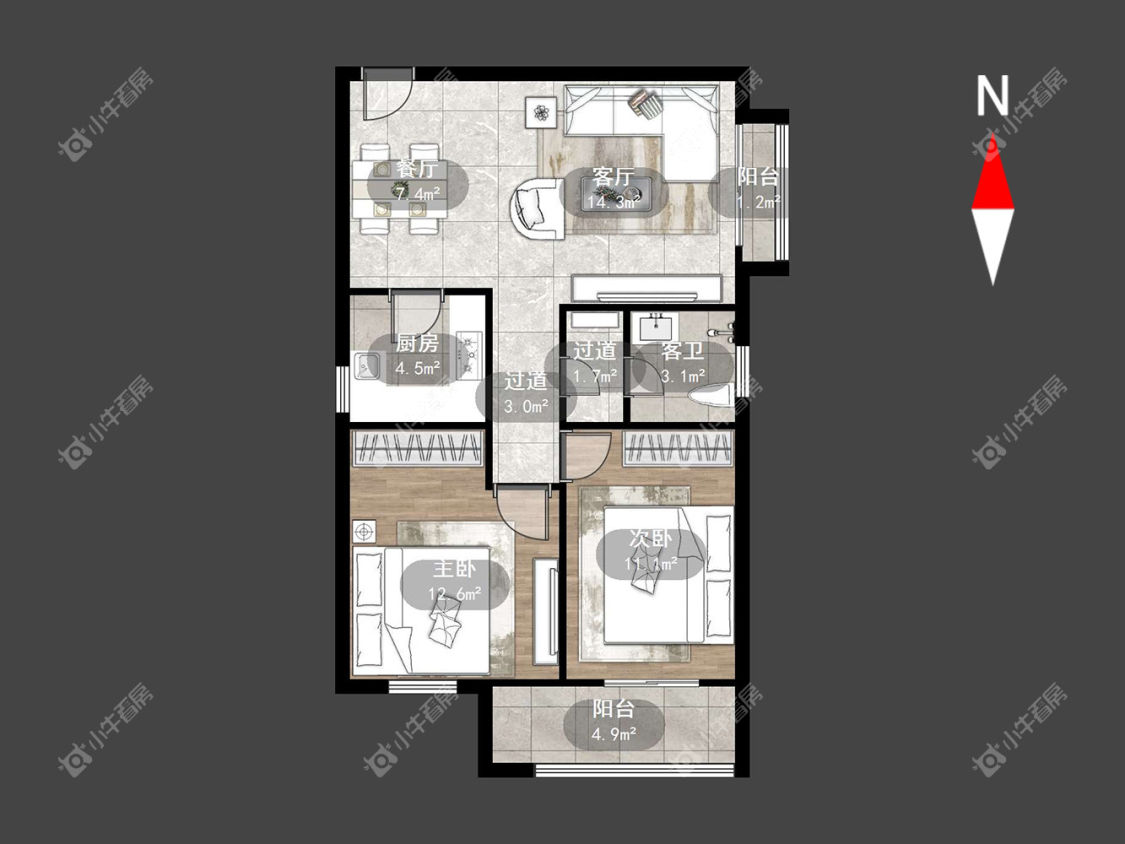 常州格兰艺堡一期在租房源户型图_小牛看房
