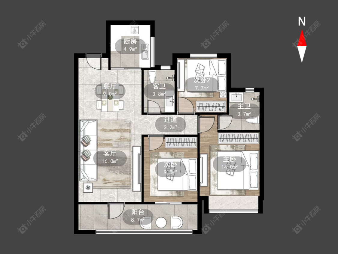 中梁金科启宸房源户型图 常州中梁金科启宸在售二手房源户型图_小牛看房