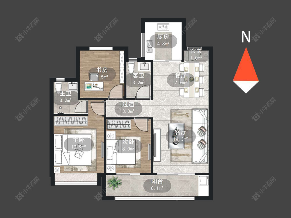 常州中梁金科启宸在售二手房源户型图_小牛看房