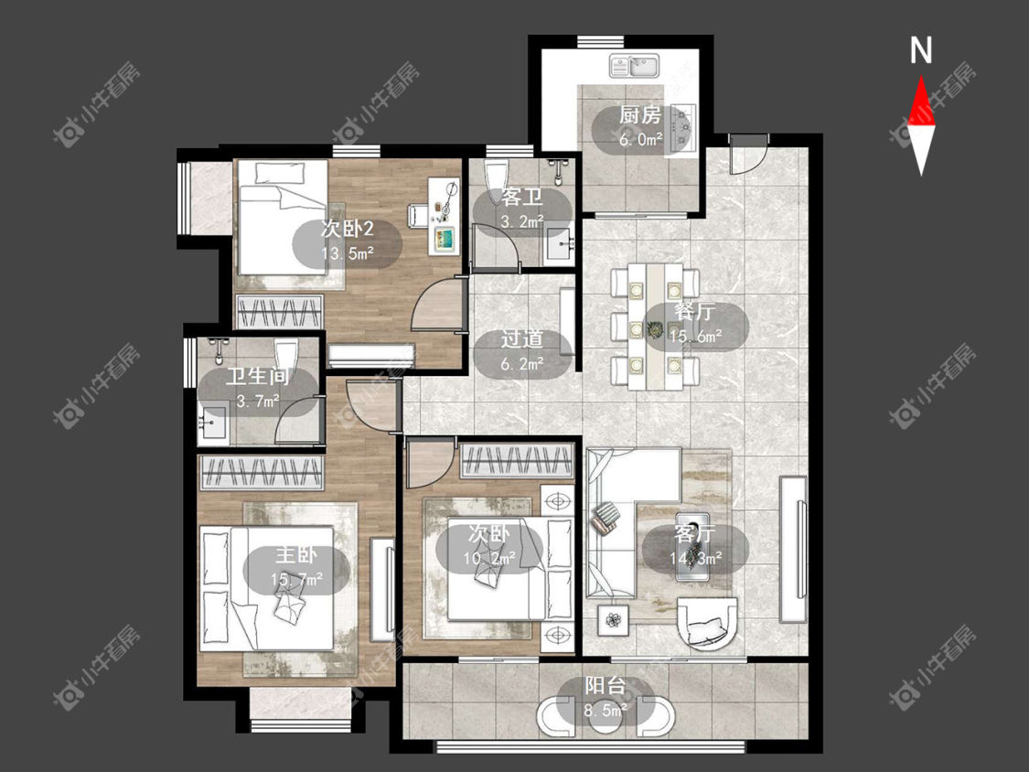 常州牡丹招商公园学府在租房源户型图_小牛看房