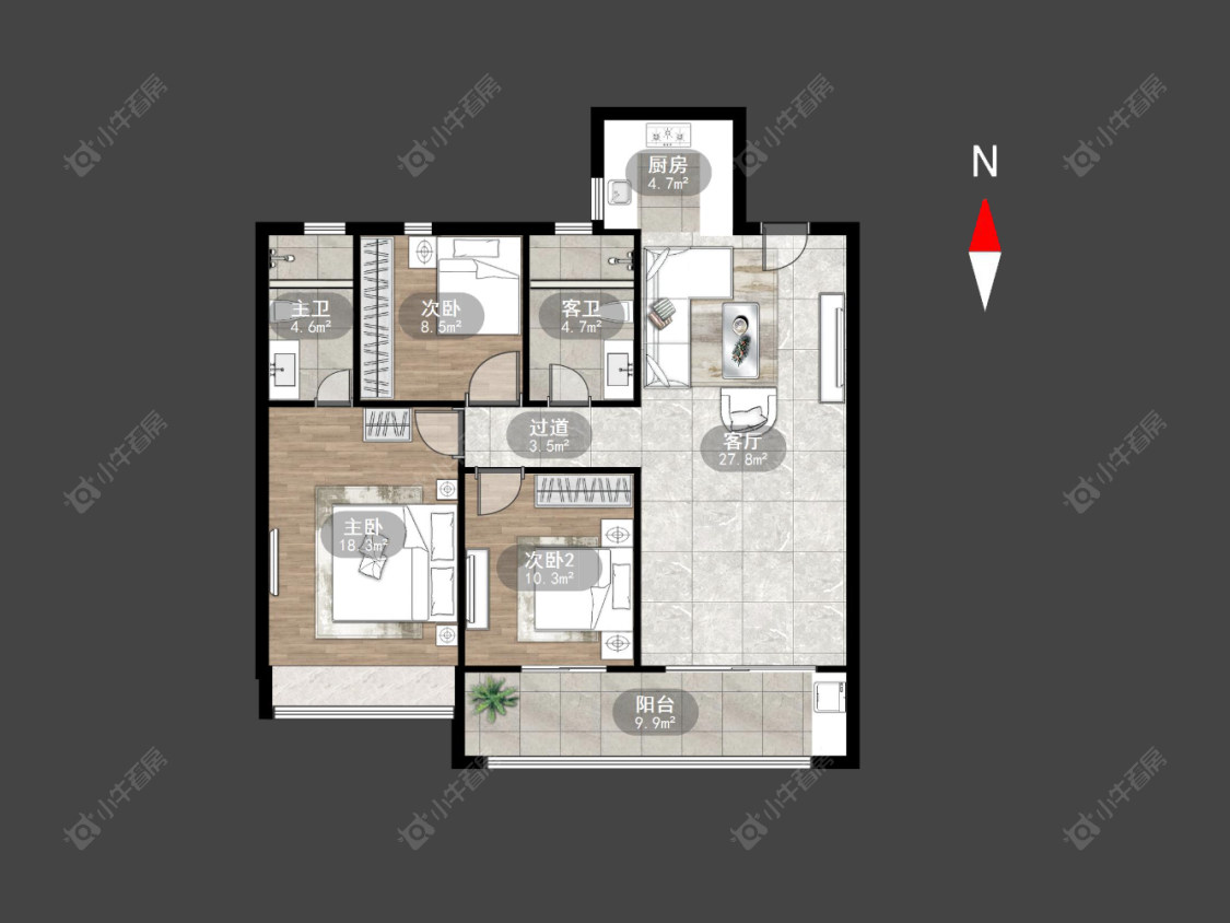 龙湖景粼天著房源户型图 常州龙湖景粼天著在售二手房源户型图_小牛看房