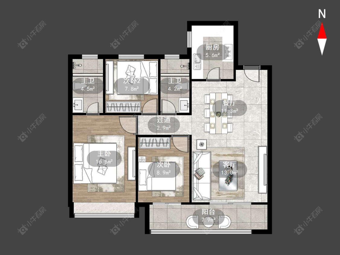 常州邹新花园D区在售二手房源户型图_小牛看房