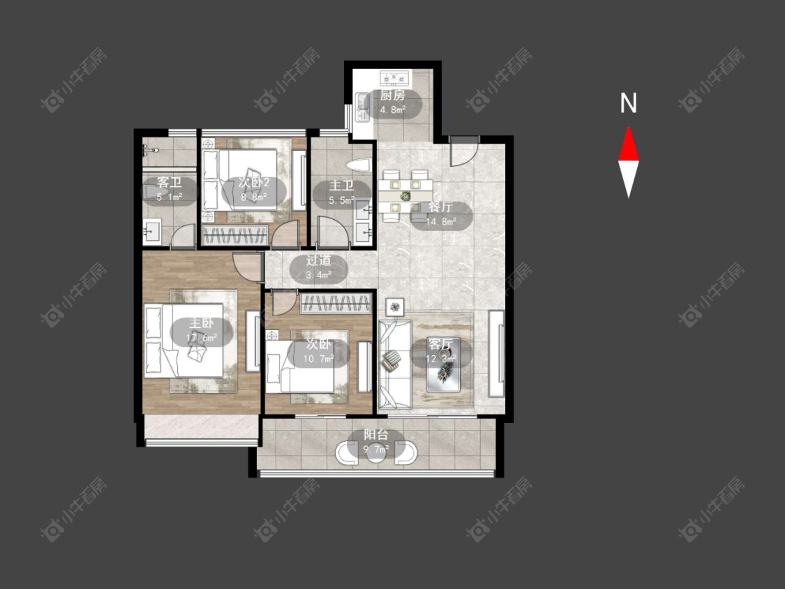 龙湖景粼天著房源户型图 常州龙湖景粼天著在售二手房源户型图_小牛看房