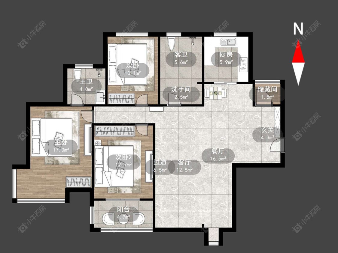 常州滨江明珠城东区在售二手房源户型图_小牛看房