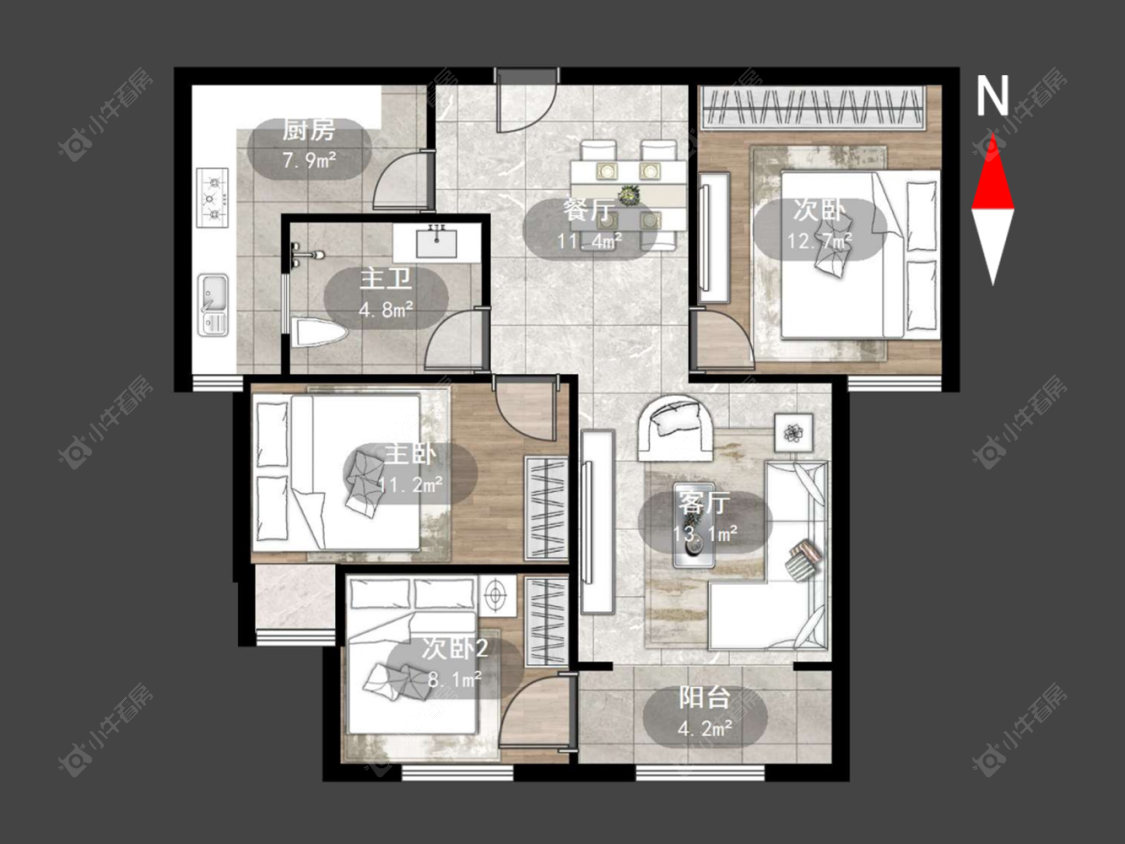 聚怡花园北区房源户型图 常州聚怡花园北区在售二手房源户型图_小牛看房