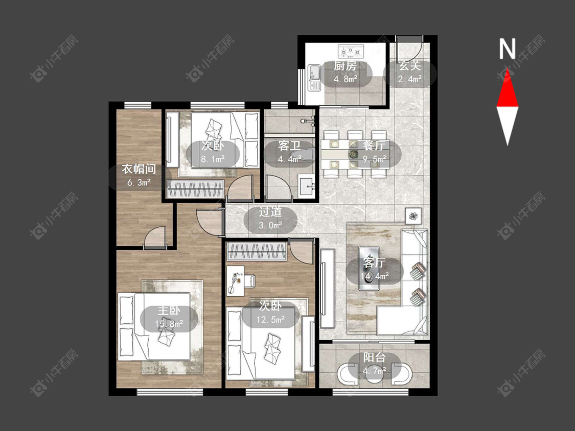 路劲城市主场房源户型图 常州路劲城市主场在售二手房源户型图_小牛看房