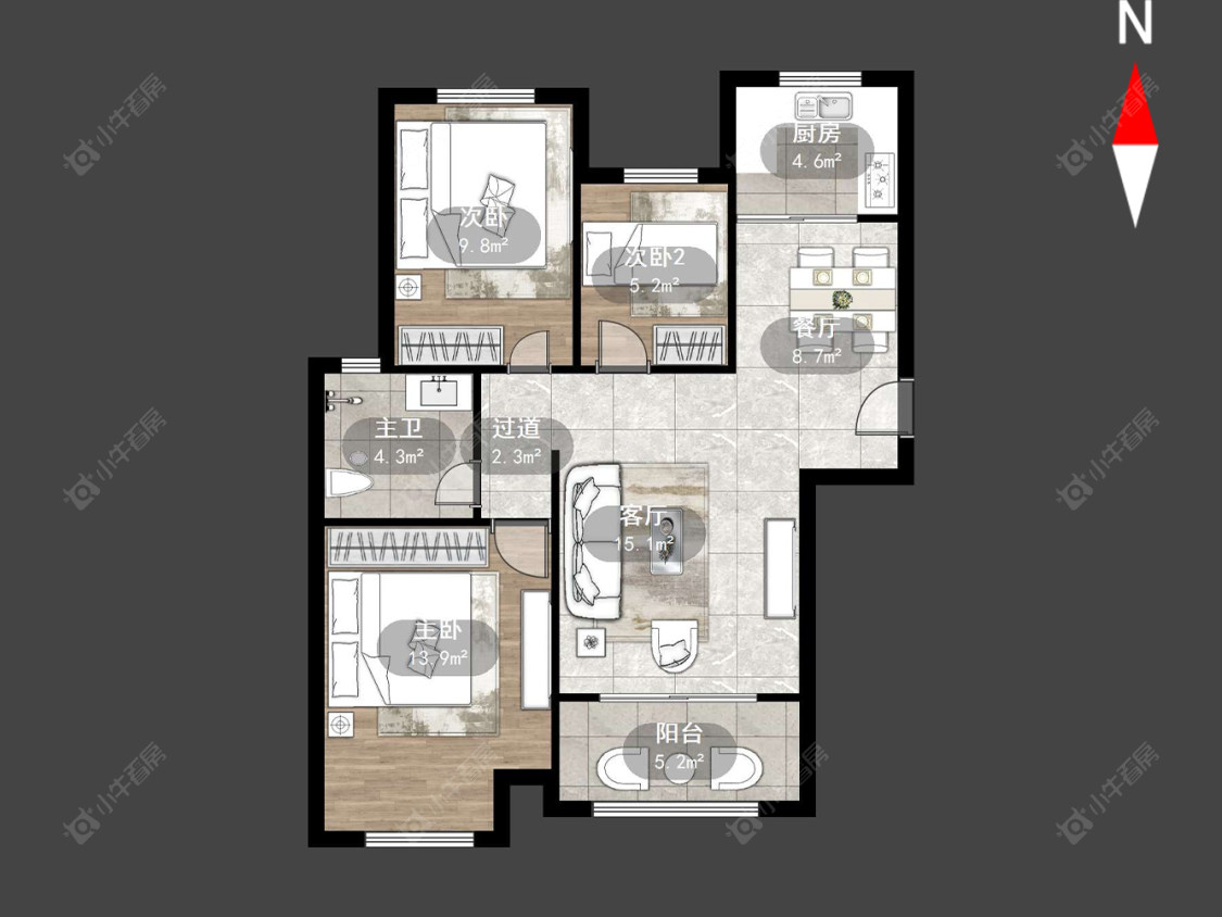 公园壹号三期房源户型图 常州公园壹号三期在售二手房源户型图_小牛看房