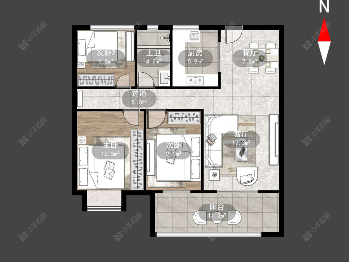 紫韵香庭二期房源户型图 常州紫韵香庭二期在售二手房源户型图_小牛看房
