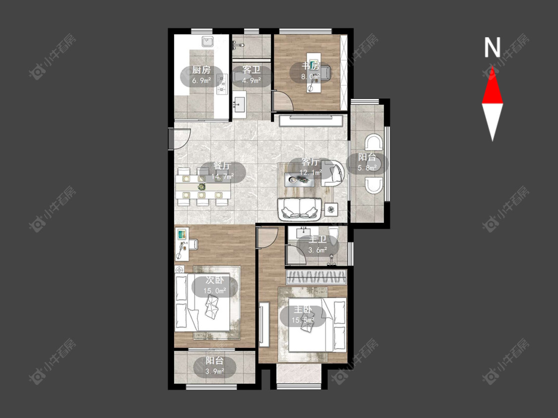 常州龙湖龙誉城四期在售二手房源户型图_小牛看房