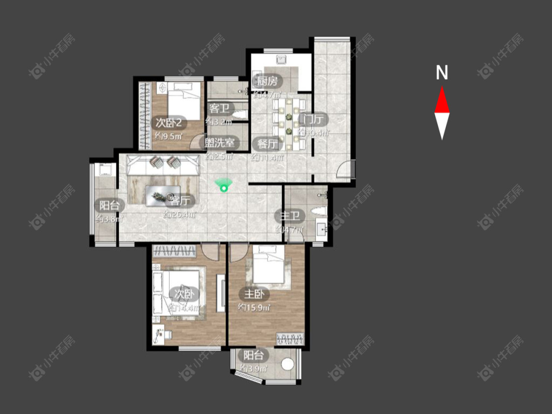 常州滨江明珠城东区在售二手房源户型图_小牛看房