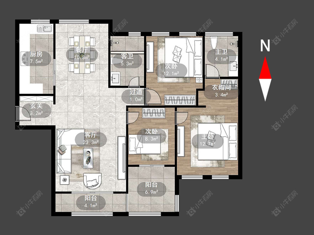 常州莱蒙城睿景公寓在售二手房源户型图_小牛看房