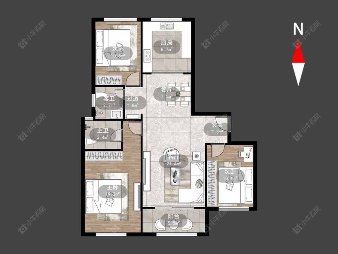 中奥珑郡房源户型图 常州中奥珑郡在售二手房源户型图_小牛看房