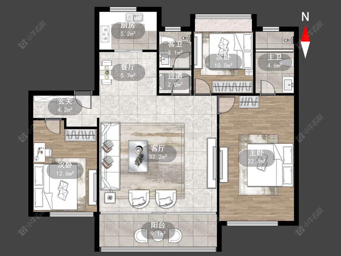 常州美的世茂云筑在售二手房源户型图_小牛看房