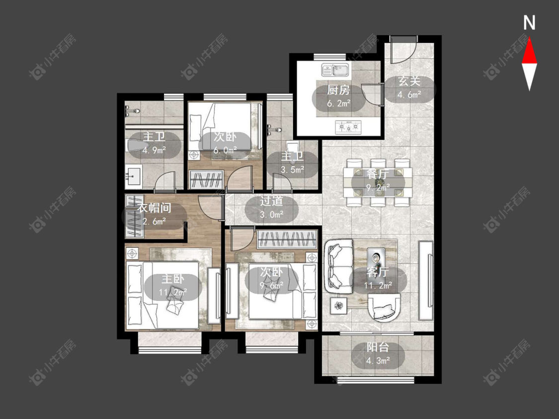 龙城金茂府东区房源户型图 常州龙城金茂府东区在售二手房源户型图_小牛看房