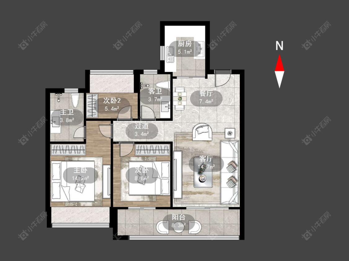 常州蓝光晶曜在售二手房源户型图_小牛看房