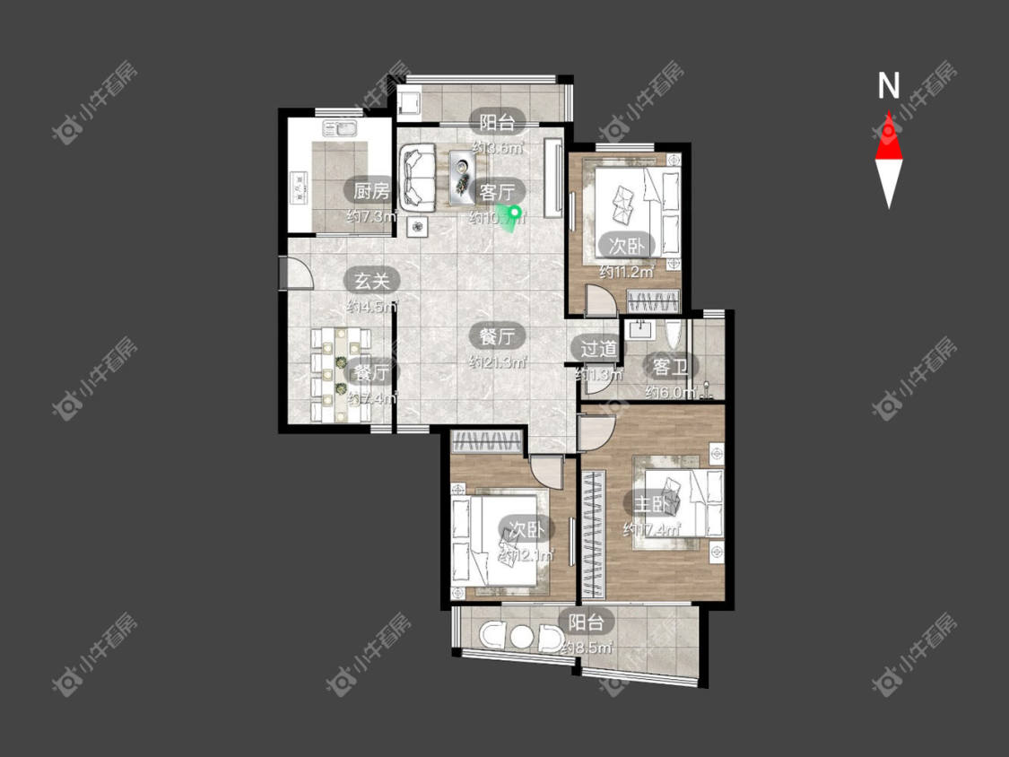 常州中央花园在租房源户型图_小牛看房