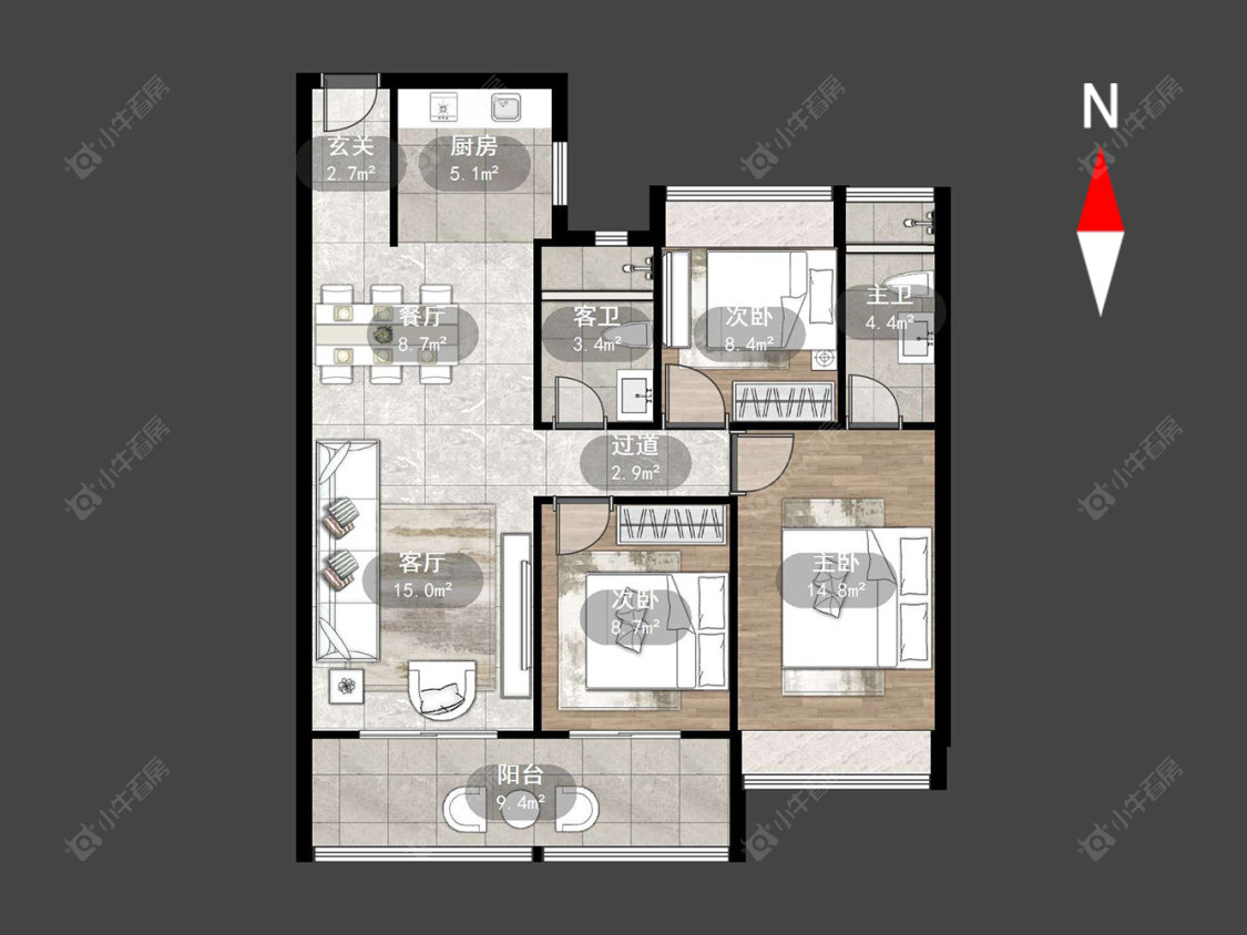 常州新城华宇悦隽公馆在售二手房源户型图_小牛看房